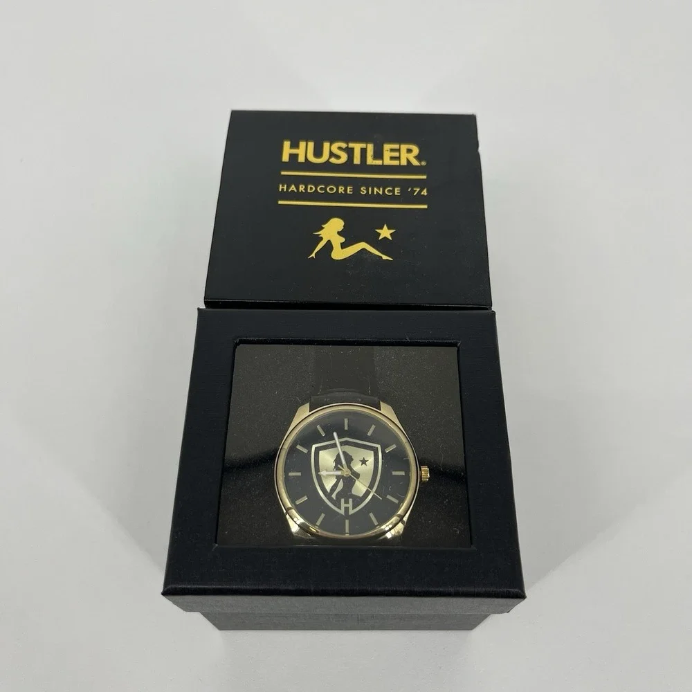 Game Time Hustler Watch Pioneer Black Series Shield Logo Gold Men's Size New